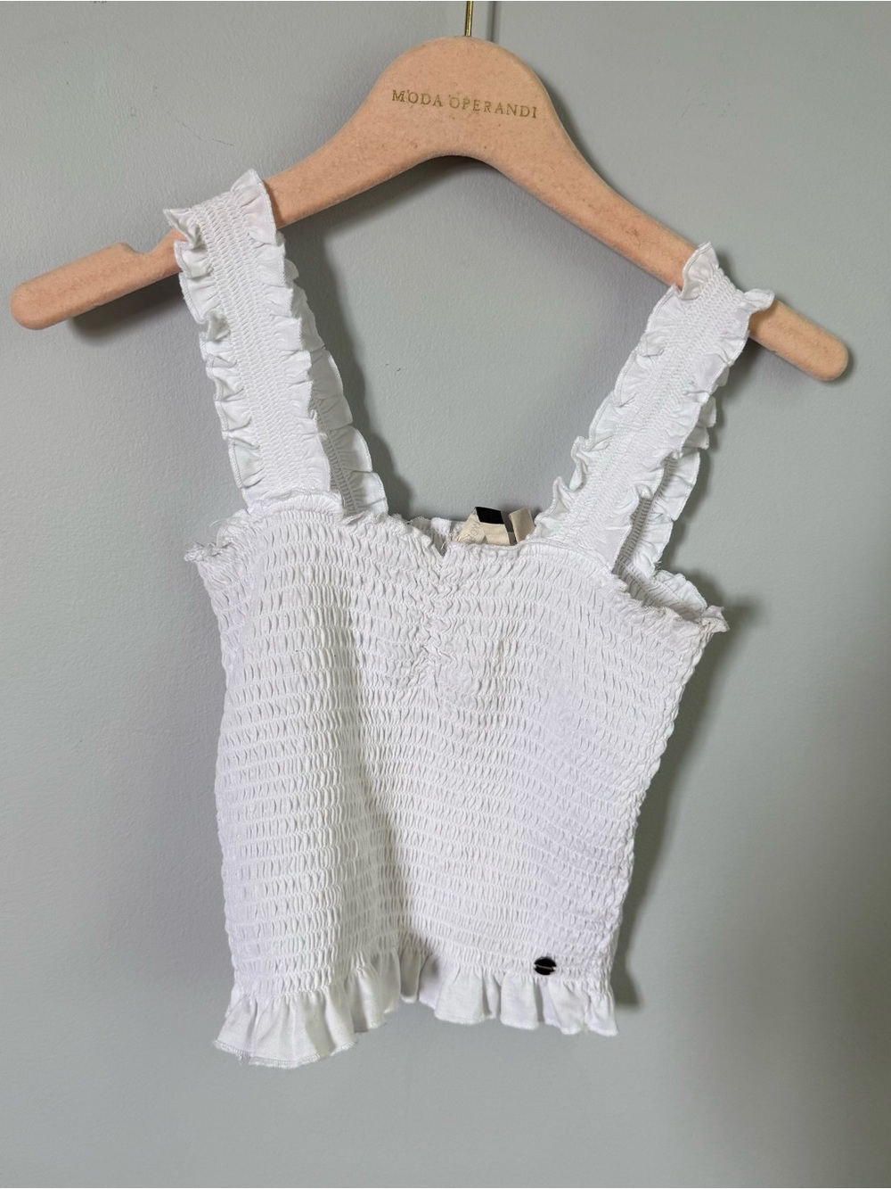 Roxy White Smocked Ruffle Camisole